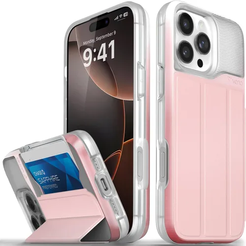 Miniatura 37 de VENA vCommute Funda tipo cartera compatible con Apple iPhone 14 (15.5 cm), funda de cuero con tapa plegable, tarjetero con función de soporte