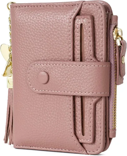 Miniatura 3 de Mini cartera plegable de cuero suave con protección RFID, para mujer, con funda para tarjeta, con ventana de identificación, monedero