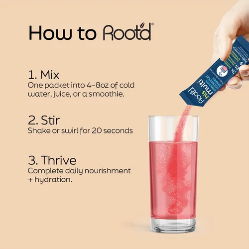 Miniatura 2 de Root'd Multivitamínico en polvo para hombres – 24 vitaminas y minerales con 3 electrolitos, 9 superalimentos orgánicos, probióticos y enzimas