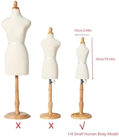 Miniatura 2 de Eujgoov Maniquí de vestido femenino de muñeca, forma de vestido de costura, forma de vestido femenino, forma de torso, madera de haya con base