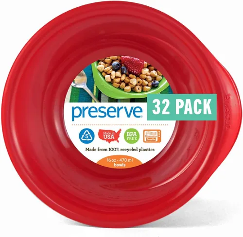 Miniatura 13 de Preserve Everyday - Juego de 4 cuencos de plástico reciclado de 16 onzas, rojo pimienta Rojo (Pepper Red)