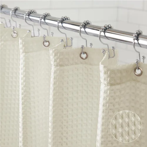 Miniatura 13 de GORILLA GRIP - Cortina de regadera con textura de gofre, tela gruesa y pesada, 72 x 78 pulgadas, resistente a arrugas y óxido, diseño clásico