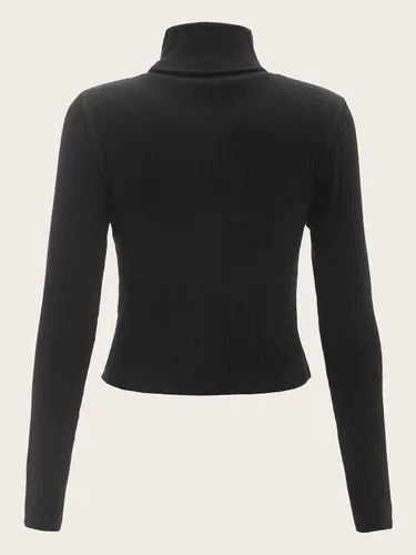 Miniatura 4 de Floerns 2 piezas de cuello alto y manga larga de punto acanalado para mujer