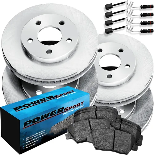 PowerSport Kit de frenos y rotores delanteros y traseros | Pastillas de freno delanteras y traseras, rotores de freno y pastillas de freno de