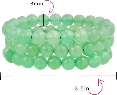 Miniatura 44 de Bling Jewelry Juego de 3 pulseras elásticas unisex apilables con cuentas redondas de 0.315 pulgadas para mujeres, adolescentes y hombres, multihebra