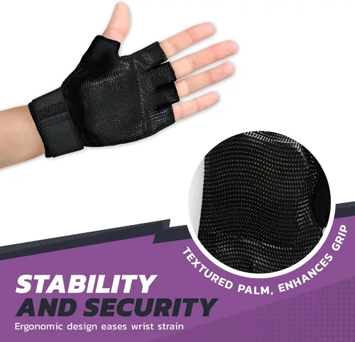 Miniatura 5 de Guantes de soporte de muñeca con almohadilla de gel ergonómica patentada y muñequera para entrenamientos de mujeres y hombres