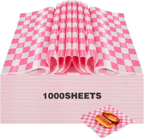 Miniatura 9 de Colarr 1000 hojas de papel encerado a granel de 15 x 15 pulgadas, papel grande para envolver sándwiches a cuadros, para hamburguesas, pan, Negro