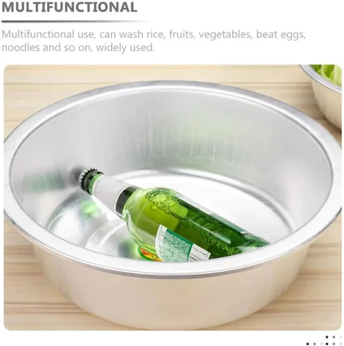 Miniatura 3 de BESTonZON Lavabo de aluminio olla de sopa frutas y verduras lavado espesar cocina olla multiusos lavabo mezclador bol versátil
