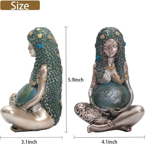 Miniatura 3 de SHOWFEICAT Estatua de diosa, estatua de Gaia, madre, tierra, naturaleza, luna, estatuas de resina, figura espiritual de bruja, decoración del hogar