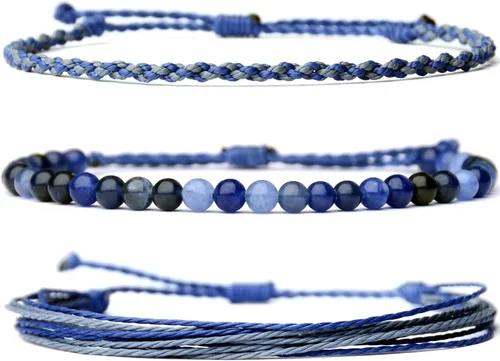 Miniatura 60 de Pulsera curativa hecha a mano con cuentas de piedra natural, regalo para hombres, pulsera de cuerda ajustable