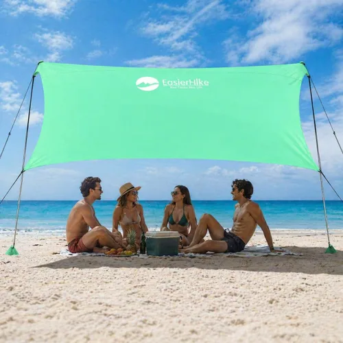 Miniatura 10 de EasierHike Tienda de campaña para playa, 7 × 7.15 pies, toldo de playa portátil fácil de desplegar, refugio de protección solar UPF50+, resistente