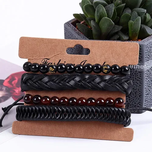 Miniatura 3 de Pulsera de cadena de muñeca con dije de moda para mujer joyería vintage pulsera multicapa regalo de cuero pulseras trenzadas Navidad cumpleaños