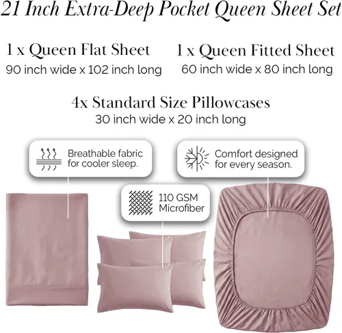 Miniatura 351 de Southshore Fine Living, Inc. Juego de 7 piezas de sábanas King divididas para cama ajustable, juego de sábanas King divididas con bolsillo de 21