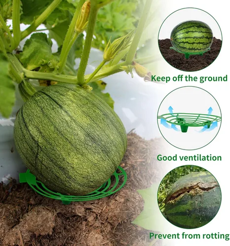 Miniatura 2 de Paquete de 15 bases de melón para soporte de calabaza de jardín, enrejado, evita la pudrición del suelo, soporte de plástico para plantas y jardín
