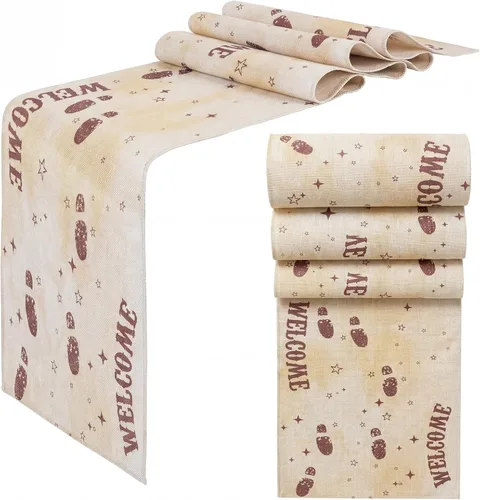 Miniatura 9 de Camino de mesa de mago mágico con mapa de huellas, 2 unidades, 13 x 72 pulgadas, decoración de fiesta de mago de lino, estilo vintage, decoración