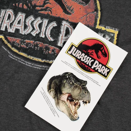 Miniatura 4 de Jurassic Park Stone Logo Camiseta para adulto, colección Charcoal