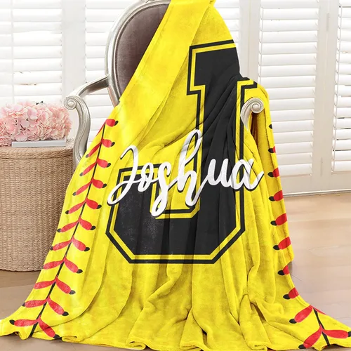 Miniatura 3 de Manta suave personalizada para bebés: manta de diseño de béisbol personalizada para niños con nombre y número, regalos de ropa de cama para bebés