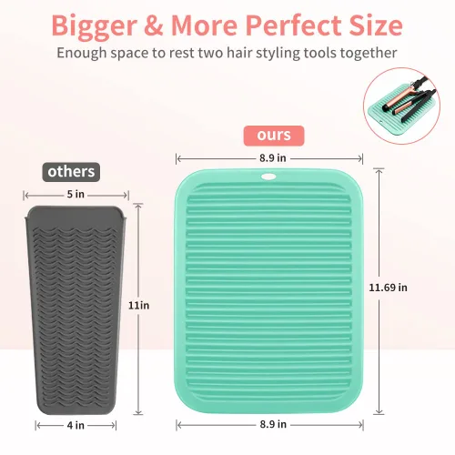 Miniatura 2 de Alfombrilla grande resistente al calor para herramienta de cabello con tiras de velcro, alfombrilla térmica de silicona para rizador, plancha plana
