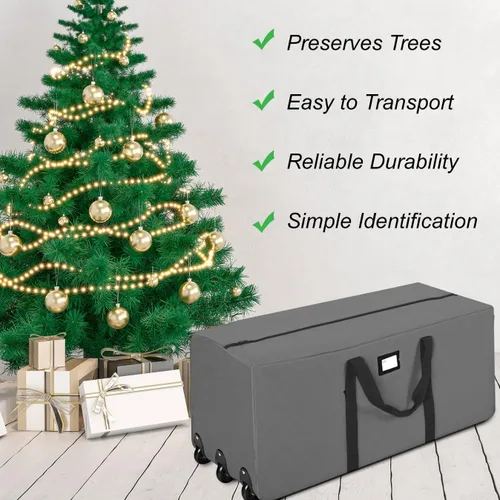 Miniatura 5 de ProPik Bolsa de almacenamiento para árbol rodante de Navidad, se adapta a árboles navideños desmontados de hasta 9 pies de alto, 28 x 16 x 60 Gris