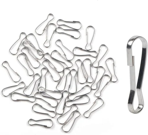 Newflager Paquete de 100 ganchos de resorte de metal de acero inoxidable 304, ganchos de clip de cordón inoxidables, ideales para llavero, tarjeta