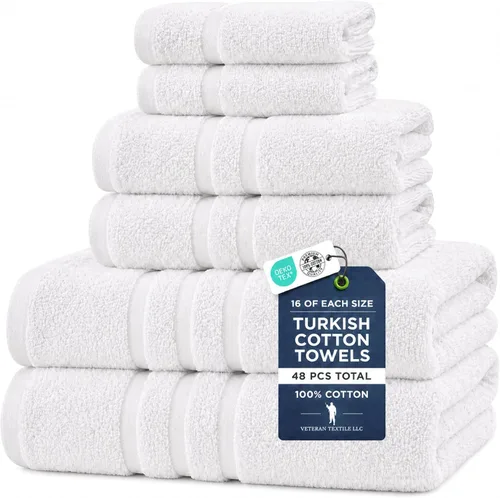 Miniatura 28 de Veteran Textile LLC - 6 piezas - Algodón turco - Juego de toallas de lujo para baño y cocina, 2 toallas de baño, 2 toallas de mano y 2 paños de baño