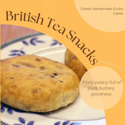 Miniatura 5 de Real Lancashire Eccles Cake - Bocadillos británicos hechos con mantequilla pura y grosellas secas, pastel afrutado tradicional y delicioso