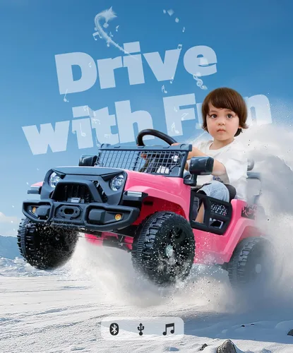Miniatura 5 de ELEMARA Juguetes de paseo de 12 V, vehículos eléctricos para niños con 3 velocidades, 3.5 mph máximo, auto de paseo con control remoto, camión Rosa