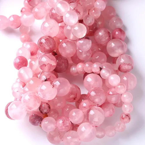 Miniatura 7 de 36 cuentas de calcedonia de jade rojo natural de 25/64 pulgadas (0.394 in), redondas sueltas, piedras preciosas energéticas curativas, para hacer