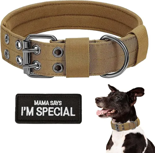 Miniatura 10 de Collar táctico para perro con asa – Collar de entrenamiento de nylon ajustable militar para perro con hebilla de metal resistente para perros Verde-1