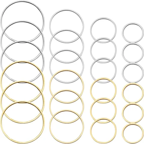 Miniatura 9 de 70 Uds., aretes de aro con cuentas, aretes redondos redondos, bisel abierto, marco colgante para fabricación de joyas Dorado