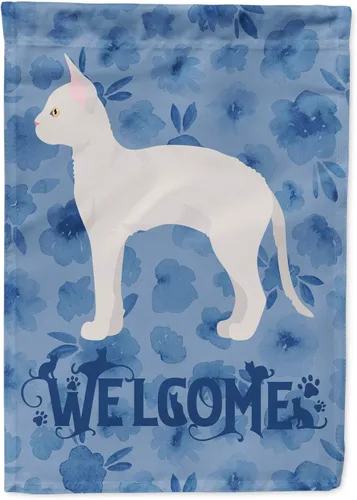Miniatura 180 de Caroline's Treasures CK4813CHF - Bandera de bienvenida con gato abisinio azul, manga grande, para porche, para colgar en la pared, poliéster