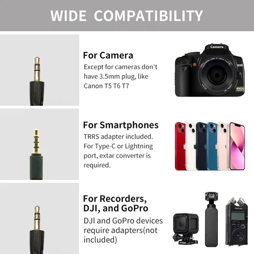 Miniatura 5 de TAKSTAR SGC-600 Micrófono universal para escopeta, micrófono de video para iPhone, teléfono Android, cámara Canon/Nikon/Sony y videocámara