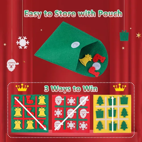 Miniatura 5 de Regalos de fiesta de Navidad, juegos de mesa de Tic Tac Toe para niños de 4 a 8 a 12, rellenos de calcetines de Navidad para niños, juguetes a