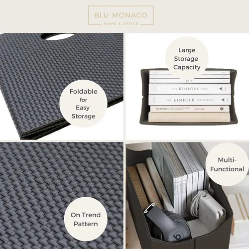 Miniatura 3 de Blu Monaco, revistero de piel Negro