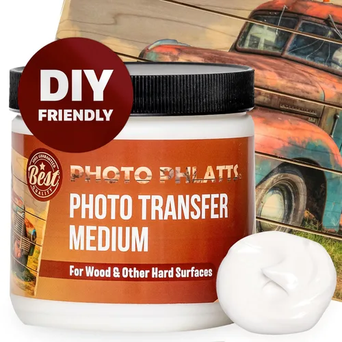 Miniatura 7 de PHOTO PHLATTS Gel medio de transferencia de fotos para transferir fotos a madera y otras superficies duras. Solución de secado transparente prémium