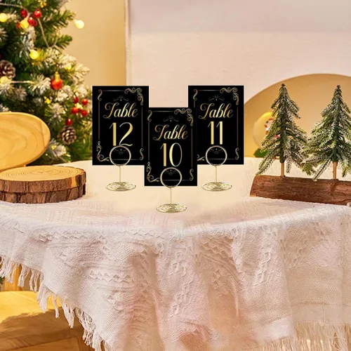 Miniatura 8 de 31 juegos de tarjetas de números de mesa con soportes, 1-30 elegantes tarjetas de asiento de mesa de color negro dorado, soporte de lugar de 2