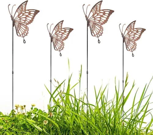 Estacas de jardín de mariposa decorativas de metal para patio, mariposa para mujeres, adornos de mamá, decoración grande para exteriores, patio,