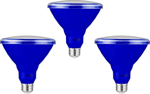 Sunlite 40244 - Foco empotrable LED PAR38 de color, 15 vatios (equivalente a 75 W), base mediana (E26), reflector, certificación ETL, azul, paquete