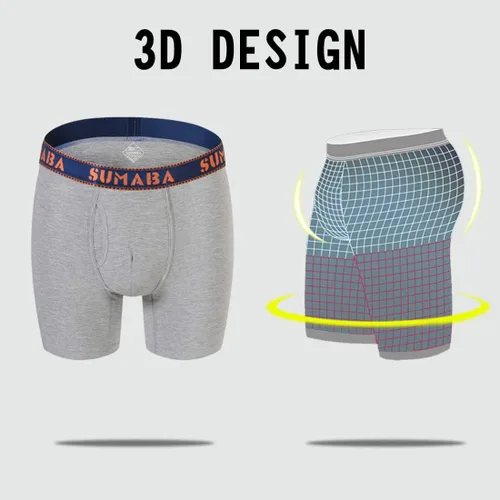 Miniatura 6 de SUMABA Calzoncillos tipo bóxer de pierna larga para hombre, con bolsa que no se sube, de bambú, transpirables