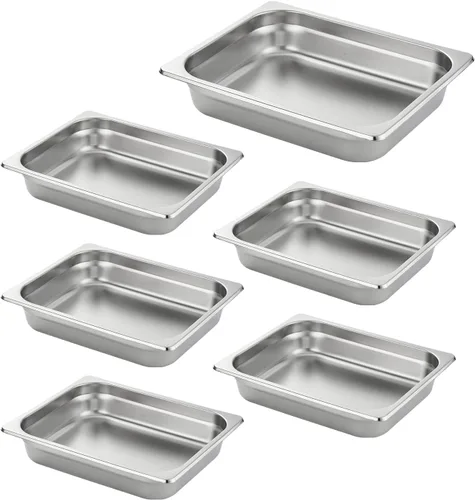 Miniatura 13 de HECMAC Paquete de 6 Tapas de Bandeja de Hotel de Tamaño 1/2 con Muescas, Acero Inoxidable Sólido Resistente para Mesa de Vapor, Tapa de Bandeja