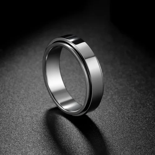 Miniatura 58 de Anillos giratorios para la ansiedad para hombre, anillos clásicos de cadena para mujeres y adultos, anillo de acero de titanio