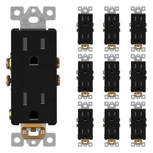Miniatura 18 de LIDER LR15-TR-GD5P - Receptáculo decorativo mate c/tapa frontal intercambiable, tomacorriente a prueba de manipulaciones/niños, autoconexión a Dorado