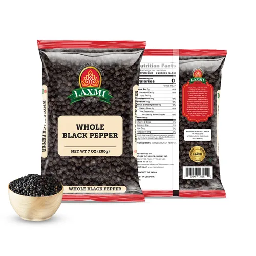 Laxmi Granos de pimienta entera de pimienta negra, 200 gm, pimienta negra Tellicherry, granos de pimienta de alta calidad y alto valor, negro | De