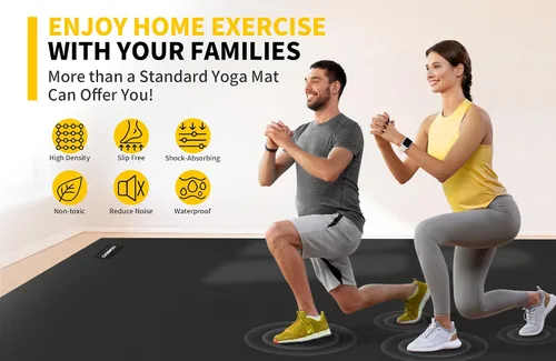 Miniatura 4 de CAMBIVO Alfombrillas de ejercicio grandes para entrenamiento en casa, 8 x 6 pies/7 x 5 pies/6 x 4 pies (0.276 in) extra gruesas para gimnasio