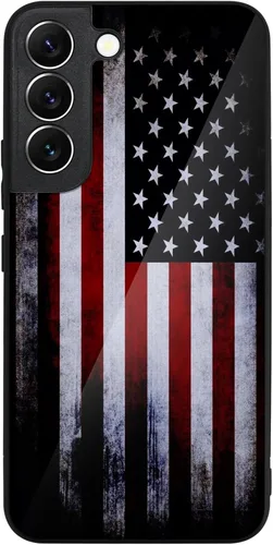 Funda compatible con Samsung Galaxy S22, diseño de bandera estadounidense, protección contra caídas de grado militar, antideslizante, parte trasera