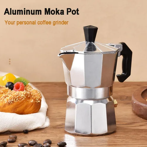 Miniatura 2 de Cafetera de café expreso para estufa, olla moka de 9 tazas Cafetera de aluminio con filtro de acero inoxidable Cafetera de espresso clásica