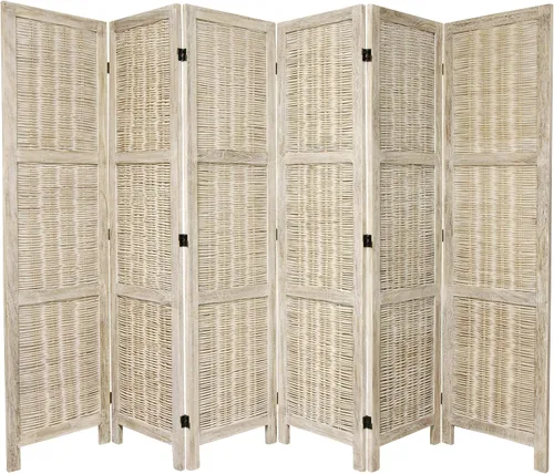 Miniatura 2 de Oriental Furniture - Divisor de habitación tejido de bambú de 5 1/2 pies de alto, color marrón quemado, 3 paneles