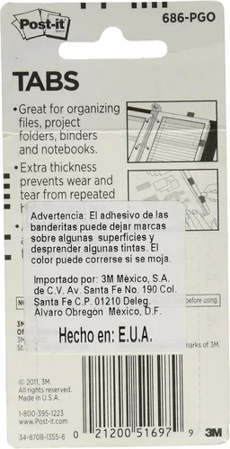 Miniatura 2 de Post-it Pestañas, 22Color, 66Dispensador, 1 in Amplio, Rosa, Verde, Naranja (686-PGO)