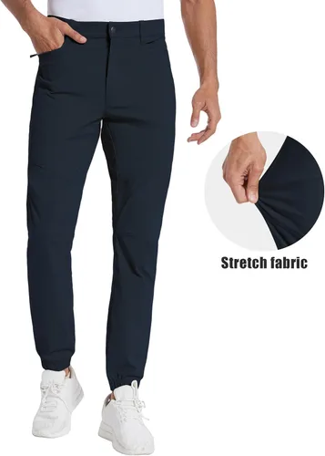 Miniatura 2 de PULI Pantalones deportivos de golf elásticos para hombre con 4 bolsillos, impermeables, ajustados, para senderismo, casual, viajes, trabajo