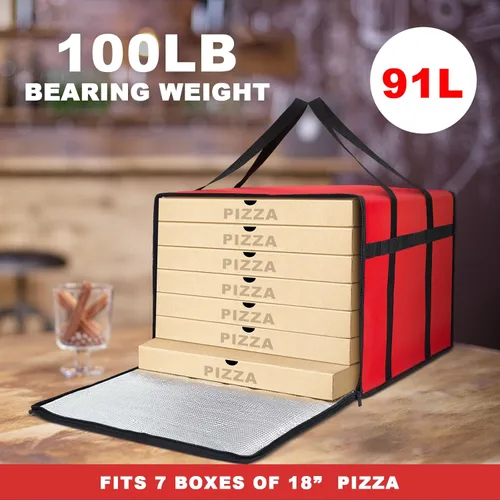 Miniatura 3 de Maxcheck 2 bolsas aisladas de entrega de pizza de 20 x 20 x 14 pulgadas, bolsas calentadoras de pizza reutilizables, aisladas, cajas enfriadoras